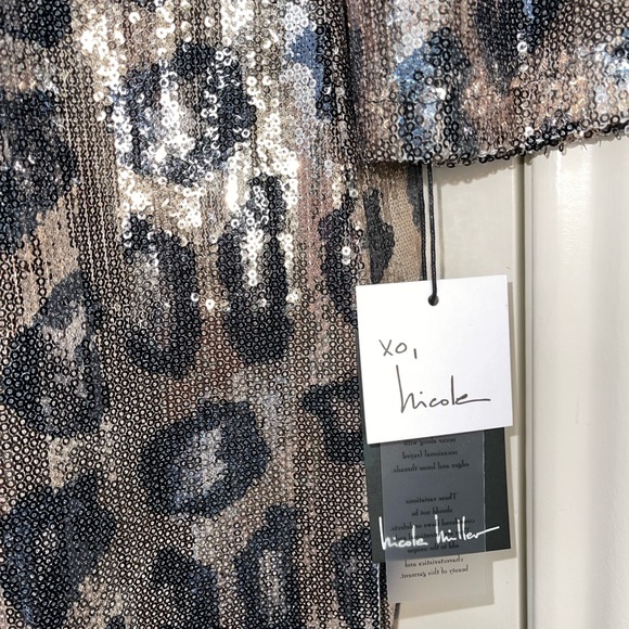 Nicole Miller Lizzie Sequin Sheath Midi Dress. Leopard Brown. Size 8. NWT! - Picture 7 of 11